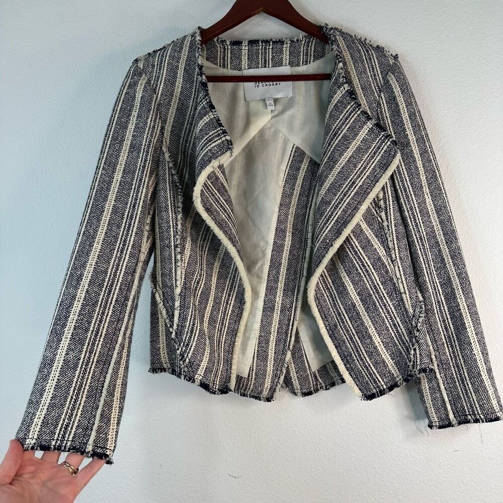 Derek Lam 10 Crosby Tweed Blue Striped Blazer Jacket Womens 8 Modern Career - Picture 4 of 10